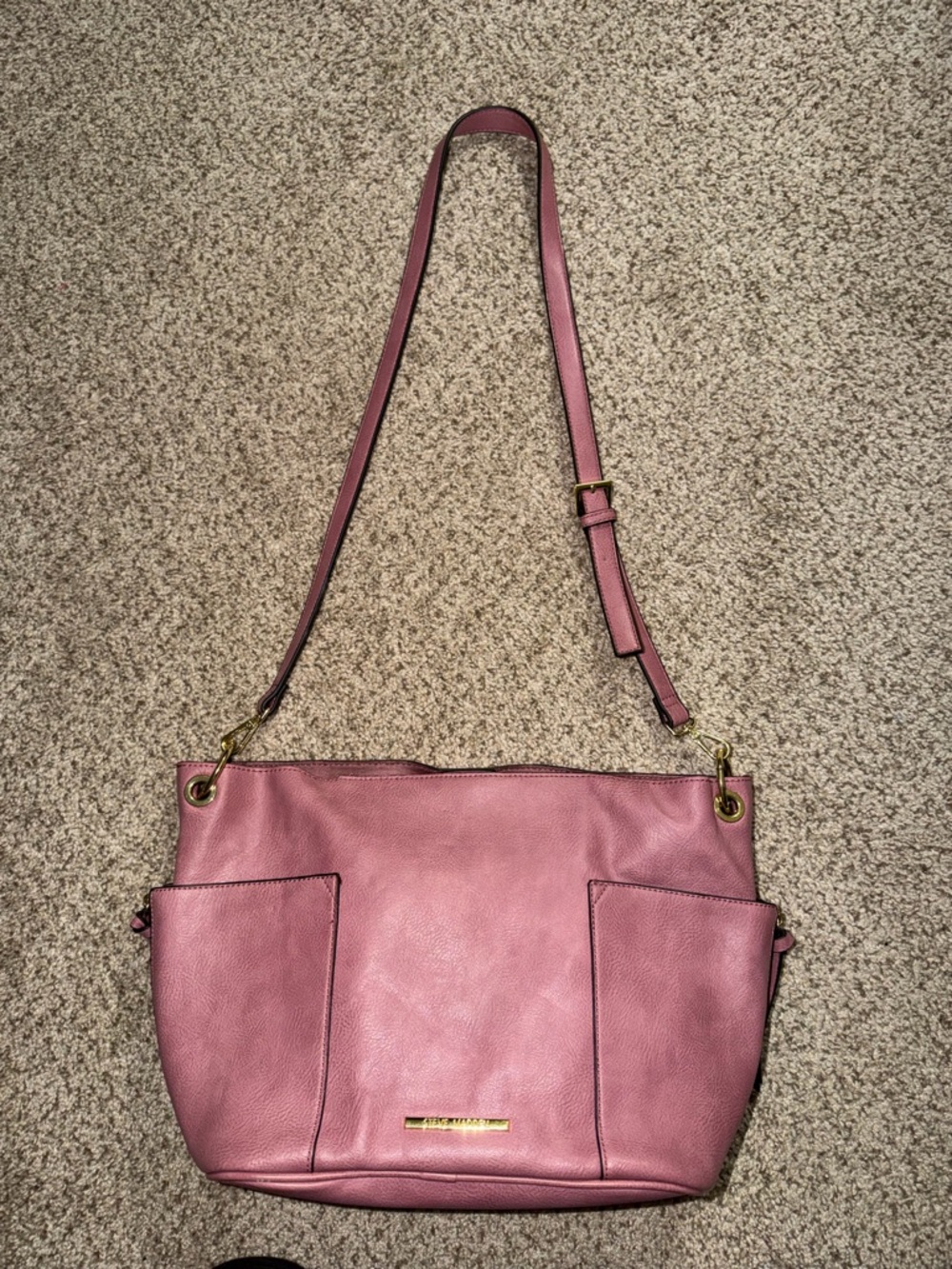 Steve Madden Mauve Pink Crossbody Tote with Gold Hardware